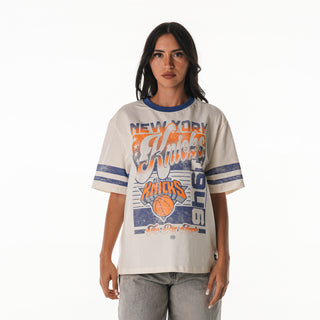 NY Knicks Women's Vintage Drop Shoulder Tee - Cream