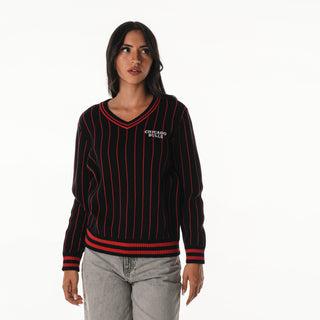 Chicago Bulls Women's Statement V-Neck Crew - Black