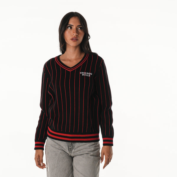 Chicago Bulls Women's Statement V-Neck Crew - Black
