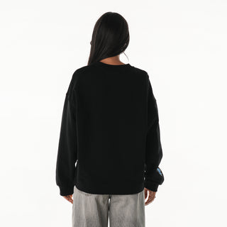Detroit Lions Women's Crystal Rock Crew Neck Fleece - Black