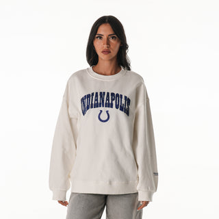 Indy Colts Women's Oversized Crystal Rock Crew Fleece - White