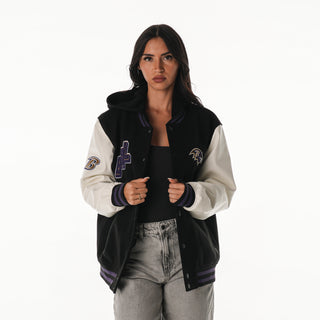 Baltimore Ravens Hooded Varsity Jacket - Black