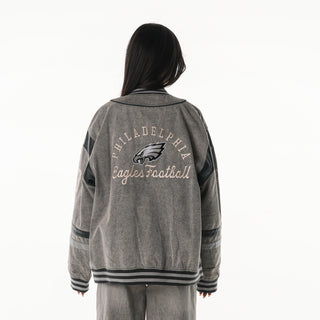 Philadelphia Eagles Unisex Retro Oversized Denim Jacket - Grey