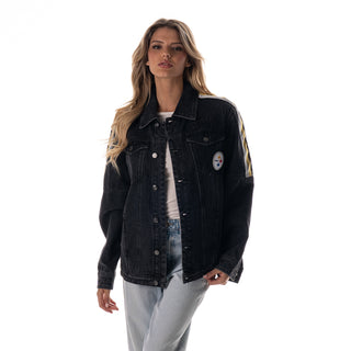 Pittsburgh Steelers Women's Rock Stud Jacket - Black Denim