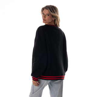 Chicago Bulls Women's Statement Oversized Baggy Crew Fleece -  Black