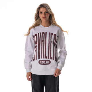 Cleveland Cavs Women's Double Collar Crew Fleece - Grey