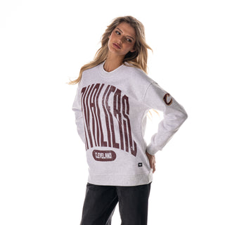 Cleveland Cavs Women's Double Collar Crew Fleece - Grey