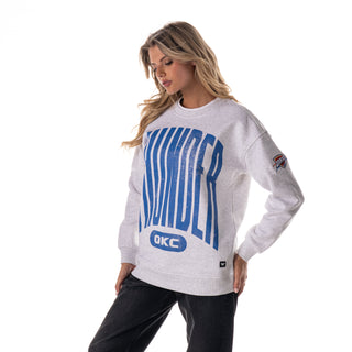 Oklahoma City Thunder Women's Double Collar Crew Fleece - Grey