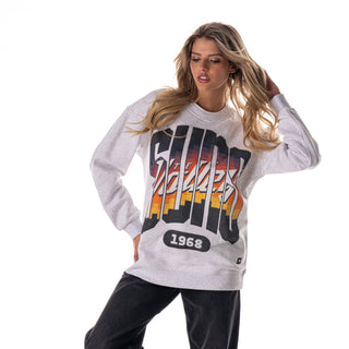 Phoenix Suns Women's Double Collar Crew Fleece - Light Heather Grey