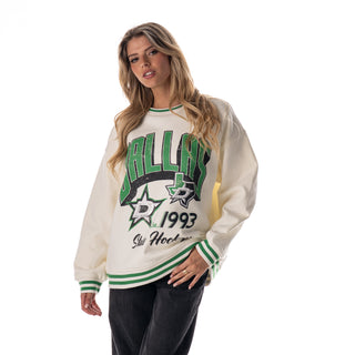 Dallas Stars Women's Oversized Vintage Crew Fleece - Vintage White