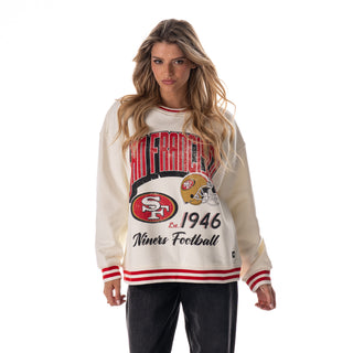 San Francisco 49ers Women's Oversized Vintage Crew Fleece - Vintage White
