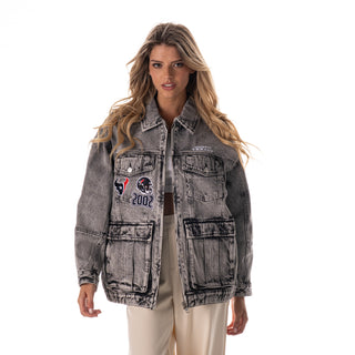 Houston Texans Women's Denim Jacket w/ Crystal Rock Detail - Grey Denim
