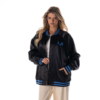 Los Angeles Chargers Unisex Satin Raglan Bomber - Black
