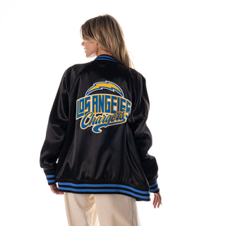 Los Angeles Chargers Unisex Satin Raglan Bomber - Black