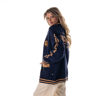 Green Bay Packers Unisex Jacquard Zip Front Sweater - Navy