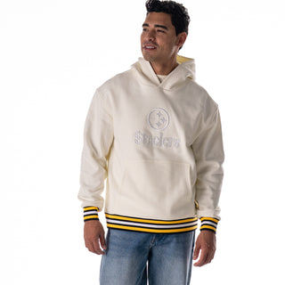 Pittsburgh Steelers Unisex Hoodie Fleece w/ Contract Rib - Vintage White