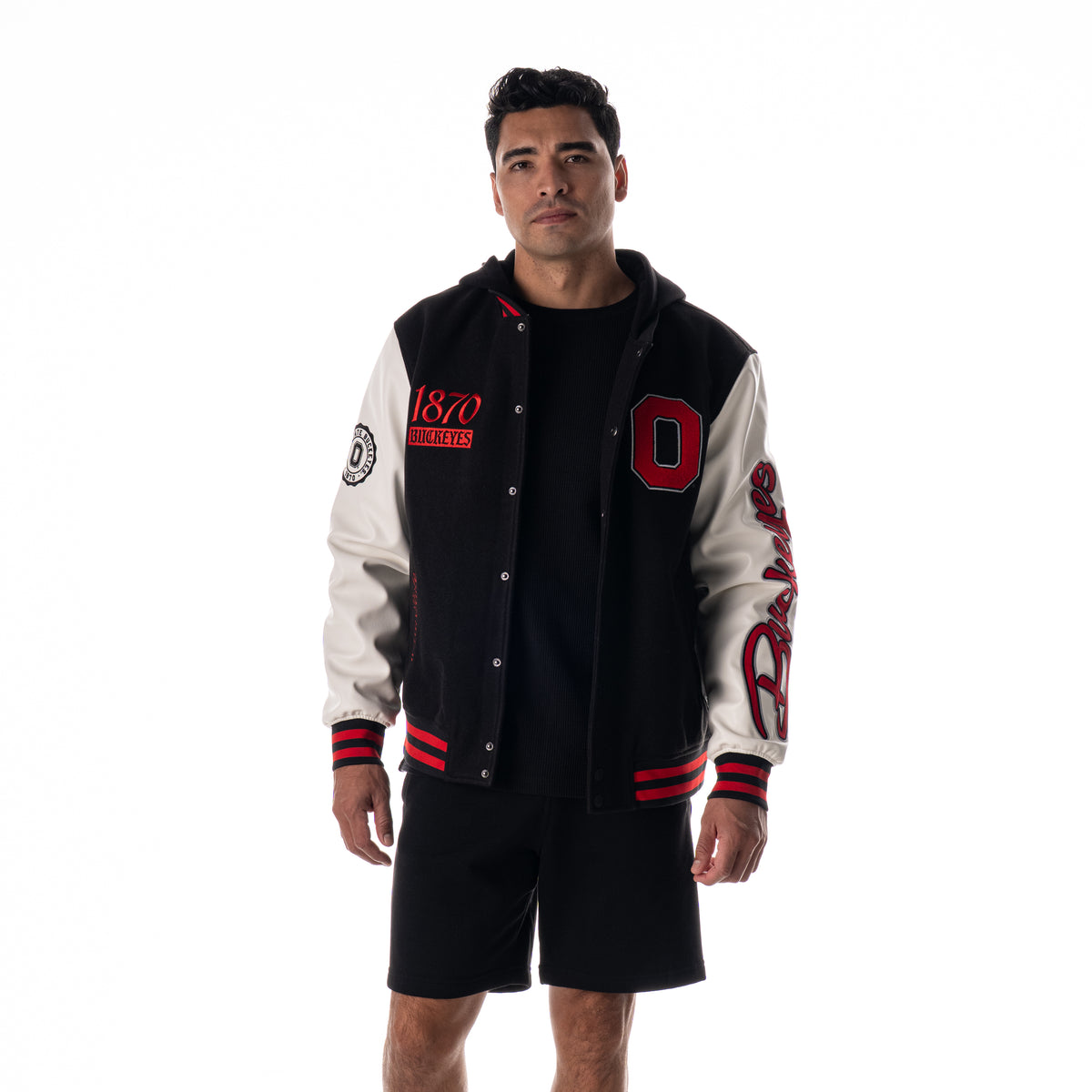 Ohio State Buckeyes Unisex Hooded Varsity Jacket - Black