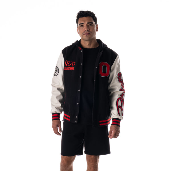 Ohio State Buckeyes Unisex Hooded Varsity Jacket - Black