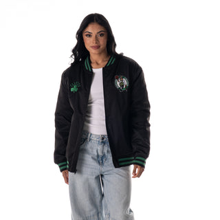 Boston Celtics Unisex Nylon Front Zip Jacket - Black