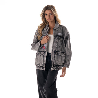 San Francisco 49ers Women's Denim Jacket - Grey Denim