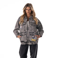 Pittsburgh Steelers Women's Denim Jacket w/ Crystal Rock Detail - Grey Denim view 1