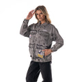 Pittsburgh Steelers Women's Denim Jacket w/ Crystal Rock Detail - Grey Denim view 2