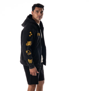 Pittsburgh Steelers Unisex Logo Sleeve Full Zip Hoodie - Black