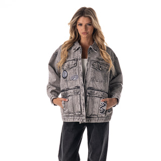 San Antonio Spurs Women's Oversized Jacket w/ Cargo Pockets - Grey
