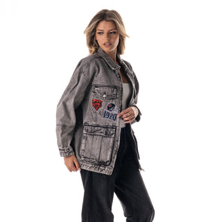 Chicago Bears Women's Denim w/ Crystal Rock Detail - Grey Denim