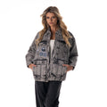 Philadelphia Eagles Women's Denim Jacket w/ Crystal Rock Detail - Grey Denim view 1
