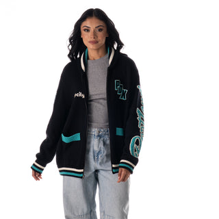 Portland Trailblazers Jacquard Zip Front Sweater - Black