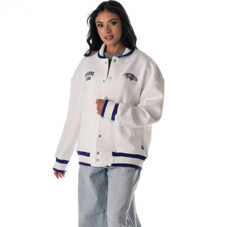 Baltimore Ravens Unisex Embossed Cable Knit Bomber - Vintage