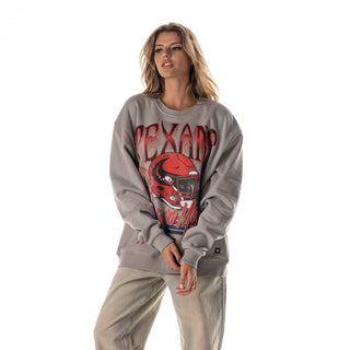 Houston Texans Unisex Red Helmet Graphic Crew Fleece - Gre