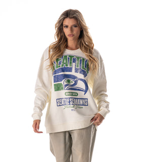 Seattle Seahawks Unisex Graphic Crew Fleece - Vintage White