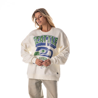 Seattle Seahawks Unisex Graphic Crew Fleece - Vintage White