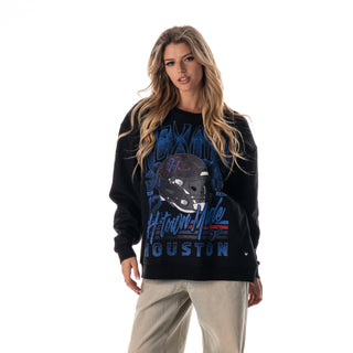 Houston Texans Unisex Helmet Graphic Crew Fleece - Black
