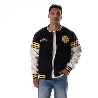Boston Bruins DROP SHOULDER VARSITY JACKET - Black