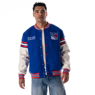 New York Rangers Unisex Shoulder Varsity Jacket - Blue