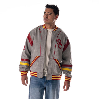 USC Retro Oversized Denim Jacket - Grey