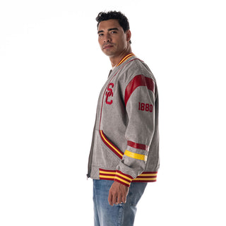 USC Retro Oversized Denim Jacket - Grey