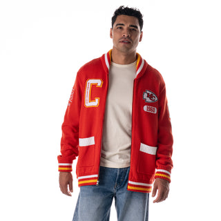 Kansas City Chiefs Unisex Jacquard Zip Front Sweater - Red