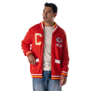 Kansas City Chiefs Unisex Jacquard Zip Front Sweater - Red