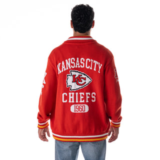 Kansas City Chiefs Unisex Jacquard Zip Front Sweater - Red