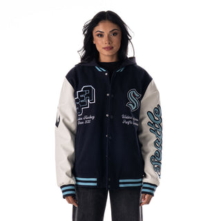Seattle Kraken Hooded Varsity Jacket - Navy