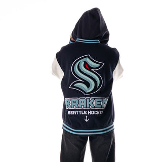 Seattle Kraken Hooded Varsity Jacket - Navy