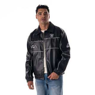 Las Vegas Raiders Unisex Faux Leather Racing Jacket - Black
