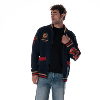 Florida Panthers Unisex Jacquard Zip Front Sweater - Navy