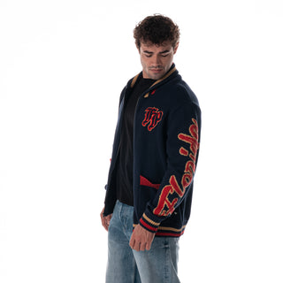 Florida Panthers Unisex Jacquard Zip Front Sweater - Navy