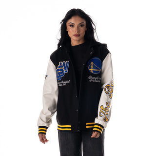 Golden State Warriors Unisex Hooded Varsity Jacket - Black