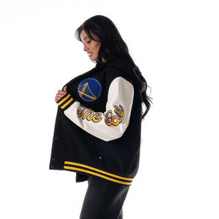 Golden State Warriors Unisex Hooded Varsity Jacket - Black